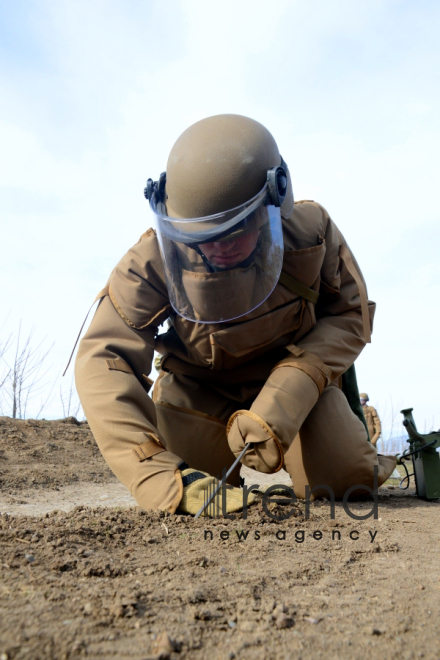 The territory of Azerbaijani Fuzuli district liberated from Armenian occupation being cleared of mines and unexploded ordnance. Fuzuli Azerbaijan 26  January  2021