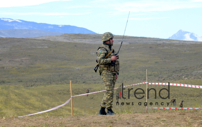 The territory of Azerbaijani Fuzuli district liberated from Armenian occupation being cleared of mines and unexploded ordnance. Fuzuli Azerbaijan 26  January  2021