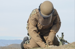 The territory of Azerbaijani Fuzuli district liberated from Armenian occupation being cleared of mines and unexploded ordnance. Fuzuli Azerbaijan 26  January  2021