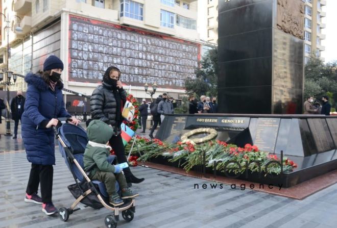 Azerbaijani public commemorates Khojaly genocide victims.Azerbaijan Baku 26 February 2021