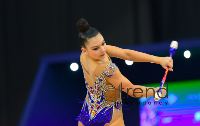 Milli Gimnastika Arenasında bədii gimnastika üzrə Dünya Kubokunun üçüncü günü başlayıb Azərbaycan Bakı 9 маy 2021