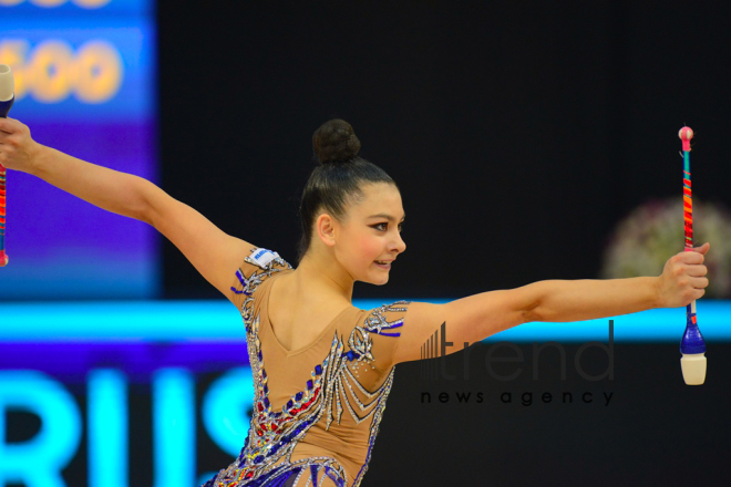 Milli Gimnastika Arenasında bədii gimnastika üzrə Dünya Kubokunun üçüncü günü başlayıb Azərbaycan Bakı 9 маy 2021