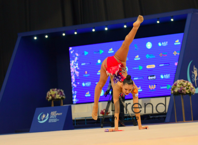 Milli Gimnastika Arenasında bədii gimnastika üzrə Dünya Kubokunun üçüncü günü başlayıb Azərbaycan Bakı 9 маy 2021