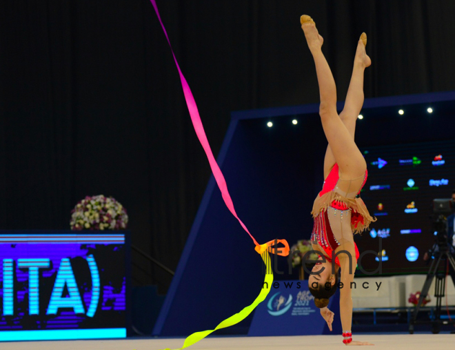 Milli Gimnastika Arenasında bədii gimnastika üzrə Dünya Kubokunun üçüncü günü başlayıb Azərbaycan Bakı 9 маy 2021