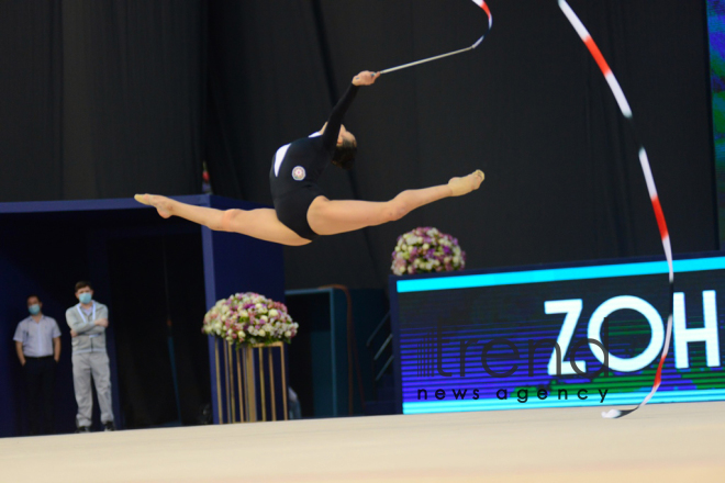 Milli Gimnastika Arenasında bədii gimnastika üzrə Dünya Kubokunun üçüncü günü başlayıb Azərbaycan Bakı 9 маy 2021