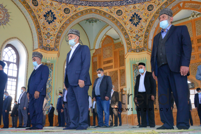 Festive prayer performed at Teze Pir mosque in Azerbaijan’s Baku Azerbaijan Baku May 13  2021