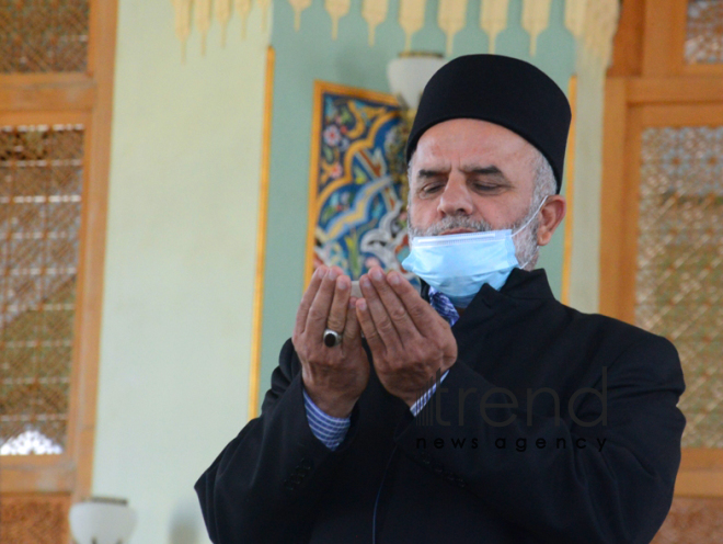 Festive prayer performed at Teze Pir mosque in Azerbaijan’s Baku Azerbaijan Baku May 13  2021