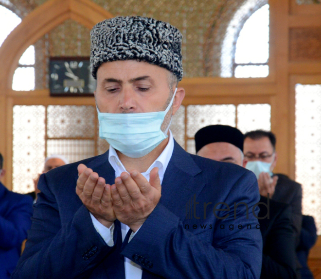 Festive prayer performed at Teze Pir mosque in Azerbaijan’s Baku Azerbaijan Baku May 13  2021