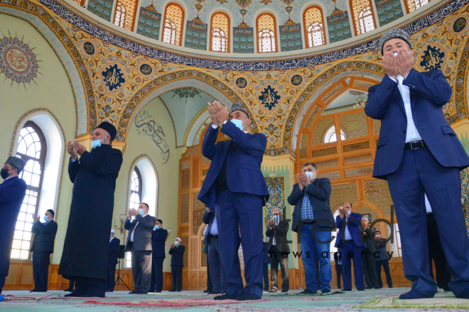 Festive prayer performed at Teze Pir mosque in Azerbaijan’s Baku Azerbaijan Baku May 13  2021