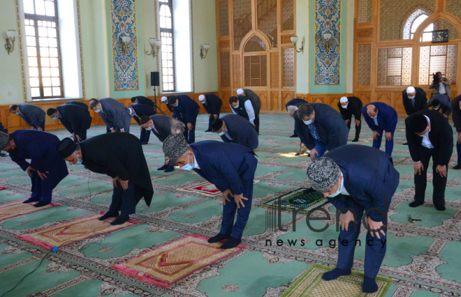 Festive prayer performed at Teze Pir mosque in Azerbaijan’s Baku Azerbaijan Baku May 13  2021