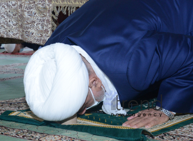 Festive prayer performed at Teze Pir mosque in Azerbaijan’s Baku Azerbaijan Baku May 13  2021