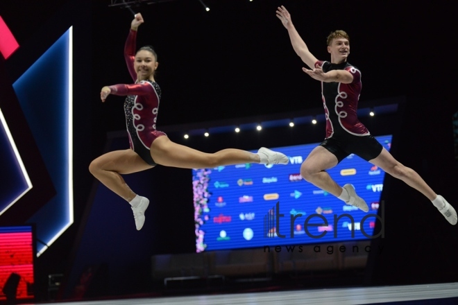 Milli Gimnastika Arenasında aerobika gimnastikası üzrə Dünya Yaş Qrupları Yarışlarının son günü başlayıb.Azərbaycan Bakı 23  мay 2021