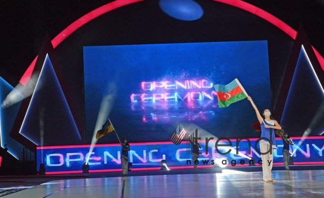 Baku holds opening ceremony of 16th FIG Aerobic Gymnastics World Championships.Azerbaijan Baku May 27 2021