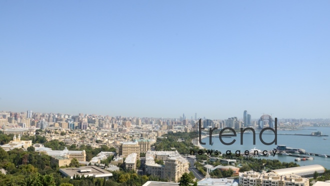 Нагорный парк с великолепным видом на город Баку.Азербайджан Баку 3 сентября 2021