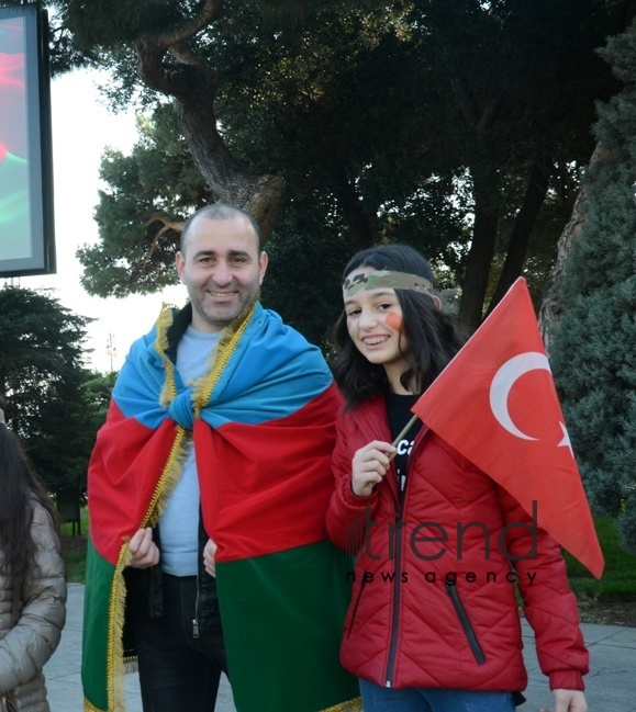 Victory march and flash mob held in Baku Azerbaijan Baku 8 november 2021