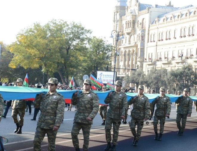 Victory march and flash mob held in Baku Azerbaijan Baku 8 november 2021