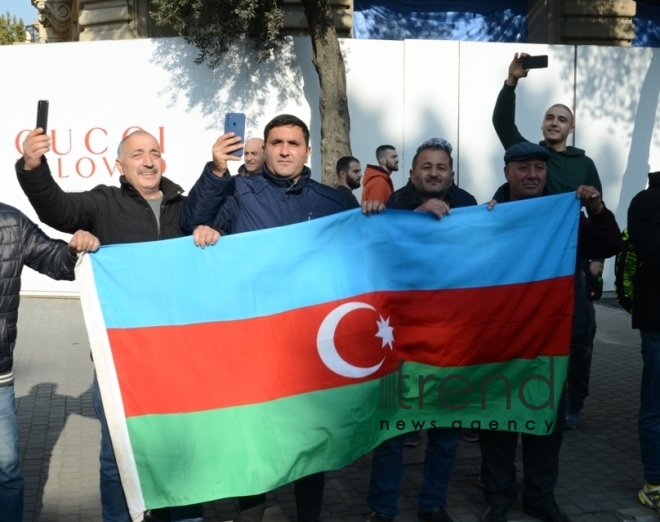 В Баку состоялись шествие и флешмоб посвященные Дню Победы. Азербайджан Баку 8 ноября 2021 