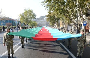 Victory march and flash mob held in Baku Azerbaijan Baku 8 november 2021