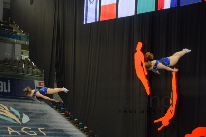 Bakıda Batut Gimnastikası və Tamblinq üzrə 35-ci Dünya Çempionatının ikinci günü start götürüb  Azərbaycan Bakı 19 noyabr 2021
