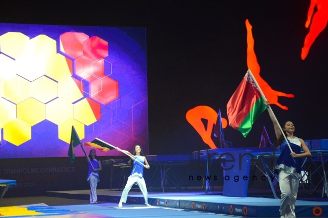 В Баку состоялась торжественная церемония закрытия 35-го чемпионата мира по прыжкам на батуте и тамблингу Азербайджан Баку 21 ноября 2021
