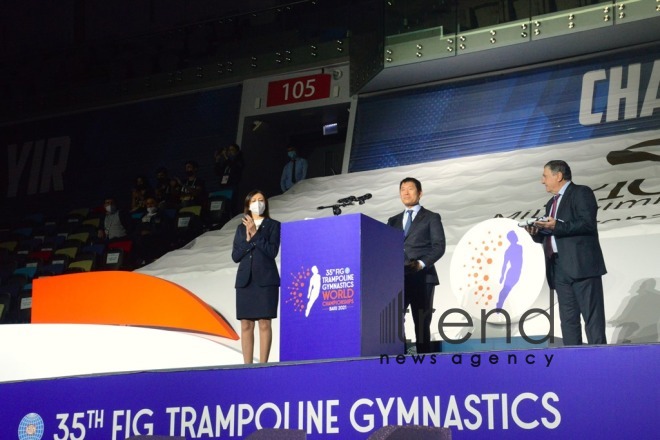 В Баку состоялась торжественная церемония закрытия 35-го чемпионата мира по прыжкам на батуте и тамблингу Азербайджан Баку 21 ноября 2021

