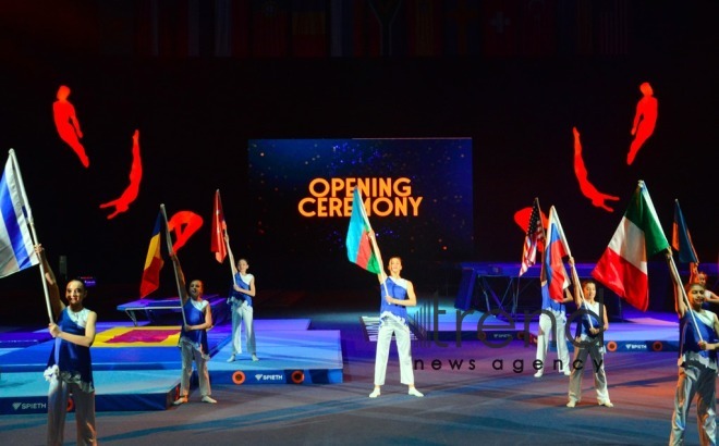 В Баку состоялась торжественная церемония открытия Всемирных соревнований среди возрастных групп по прыжкам на батуте и тамблингу Азербайджан Баку 25  ноября 2021