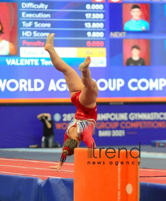 Лучшие моменты  Всемирных соревнований среди возрастных групп по прыжкам на батуте и тамблингу в Баку Азербайджан Баку 27 ноября 2021