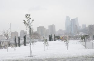 Snowy landscapes in Baku Azerbaijan Baku Yanuary 13  2022
  