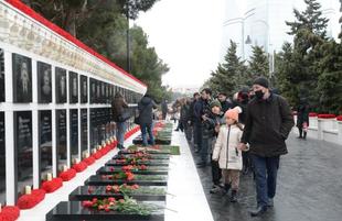 Azerbaijani people honoring memory of 20 January tragedy victims.Azerbaijan Baku Yanuary 20 2022