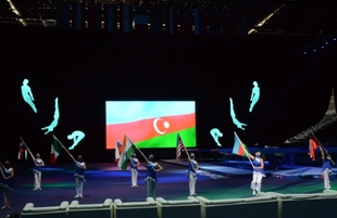 Azerbaijan hosts opening ceremony of FIG Trampoline Gymnastic World Cup  Azerbaijan Baku 12 February 2022
